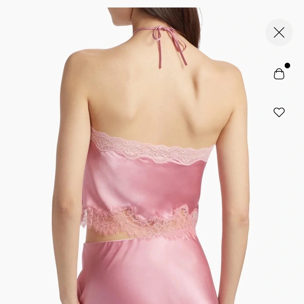 NWT. LoveShackFancy pink Rivier satin halterneck Top - Picture 4 of 12